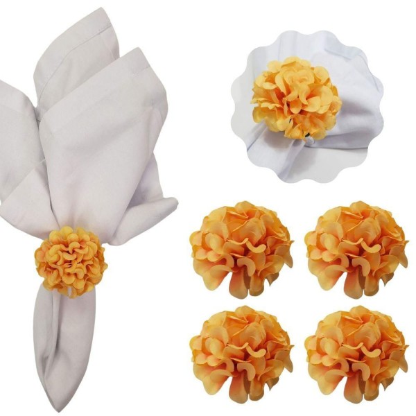 Encontraproduto.com.br - Kit 4 Porta Guardanapo Mimosa Flor Crisântemo amarelo