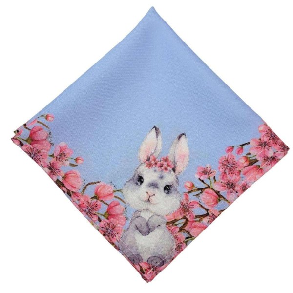 Encontraproduto.com.br - Kit 4 Guardanapo de Tecido Oxford Coelho da Páscoa Cerejeira 40cmx40cm