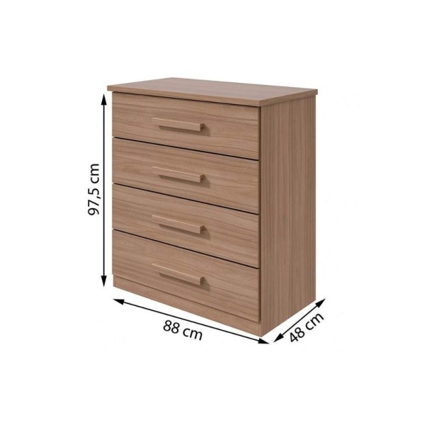 Encontraproduto.com.br - Cômoda De Quarto Baião com 4 Gav Frassino - Lopas