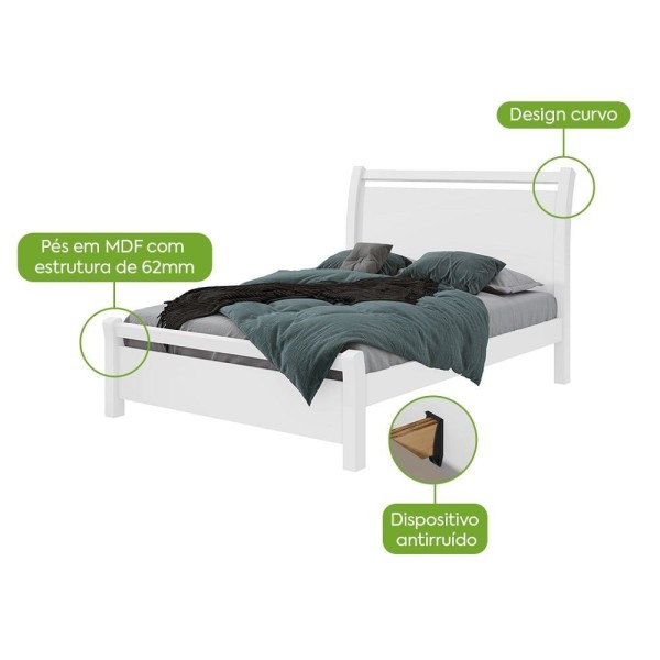 Encontraproduto.com.br - Cama de Casal Lopas Reali 140cm - Branco