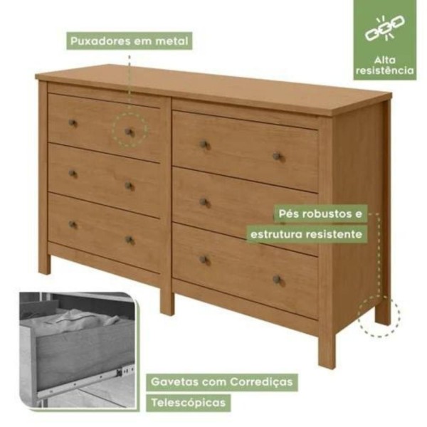 Encontraproduto.com.br - Cômoda Maggiore Lopas com Corrediça Telescópica - Amendoa Clean