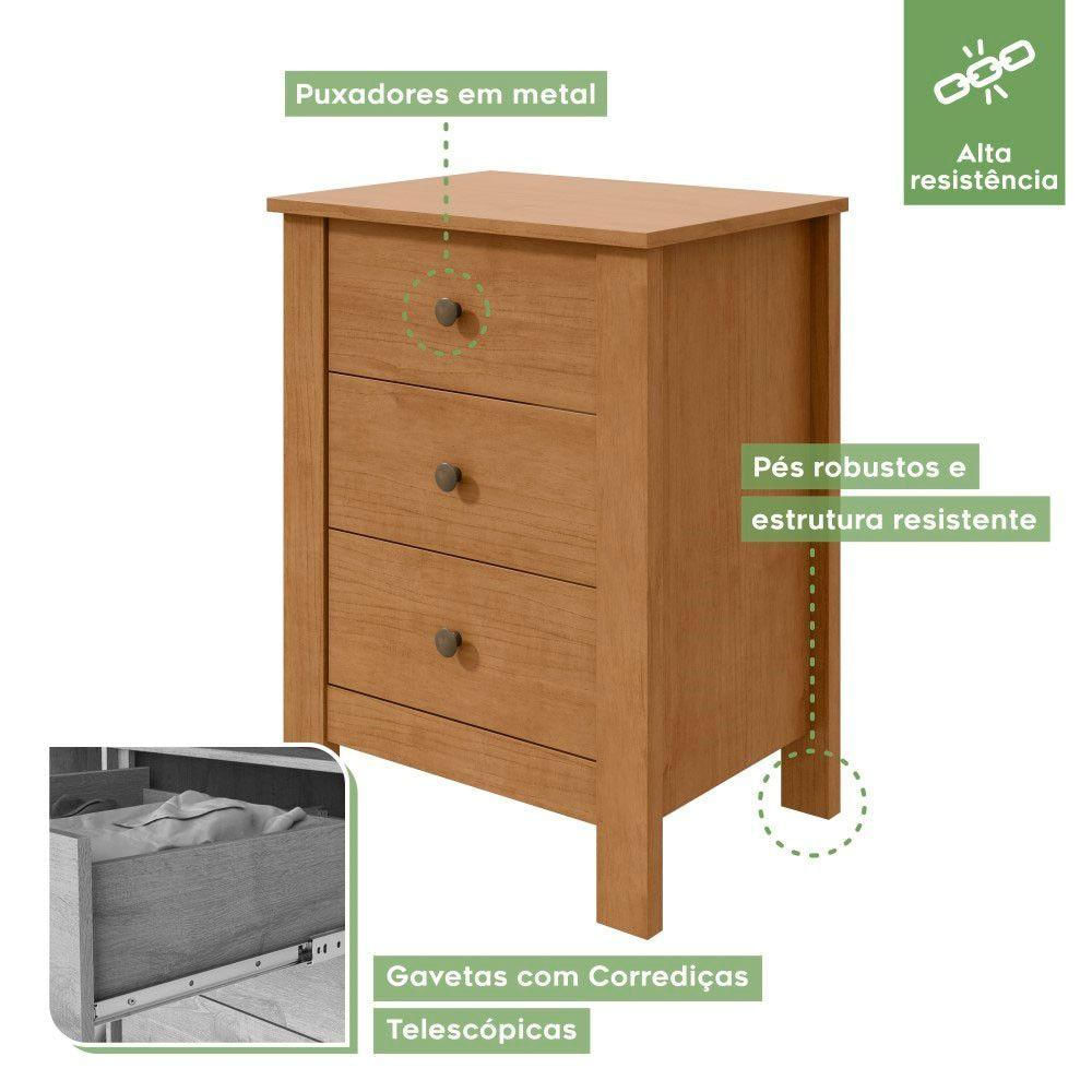 Encontraproduto.com.br - Mesa de Cabeceira Maggiore Lopas com Gavetas - Amêndoa