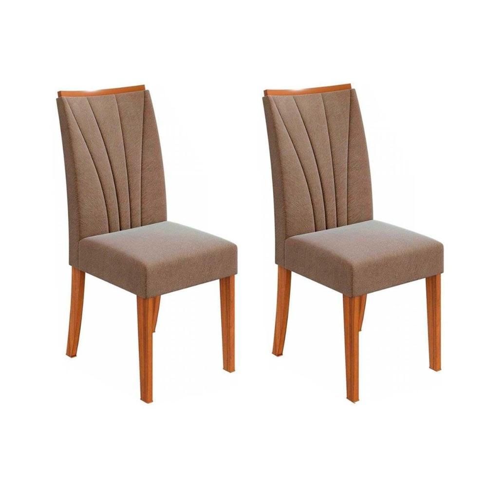 Encontraproduto.com.br - Cadeira De Cozinha Apogeu Kit 2 Un Amendoa-suede Animale Bege - Lopas