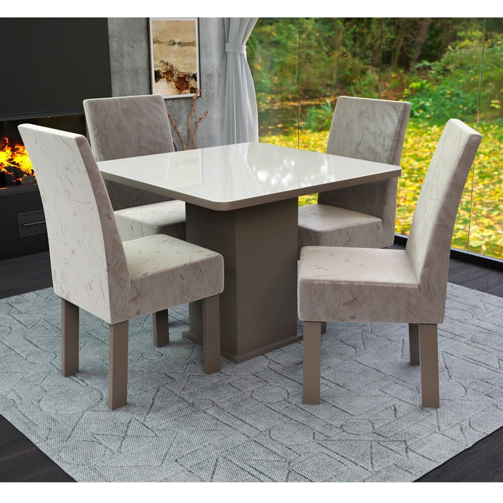Encontraproduto.com.br - Conjunto Mesa 4 Cadeiras Talismã New Ônix Madeira Eucalipto