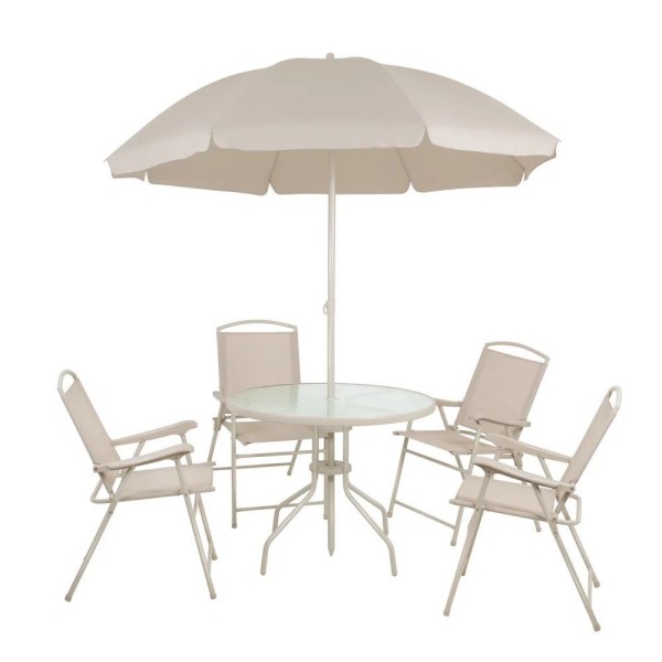Conjunto Mesa Com 4 Cadeiras E Guarda-sol Malibu - Mor