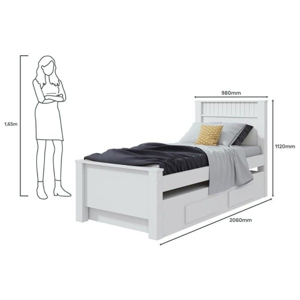 Encontraproduto.com.br - Cama Solteiro Athenas 2 Gavetas C/Auxiliar Rovere/Amêndoa - Lopas
