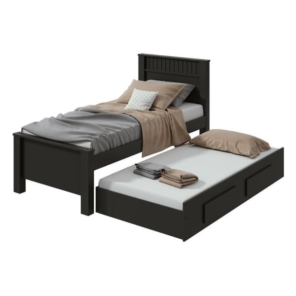 Encontraproduto.com.br - Cama Solteiro Athenas 2 Gavetas C/Auxiliar Rovere/Amêndoa - Lopas