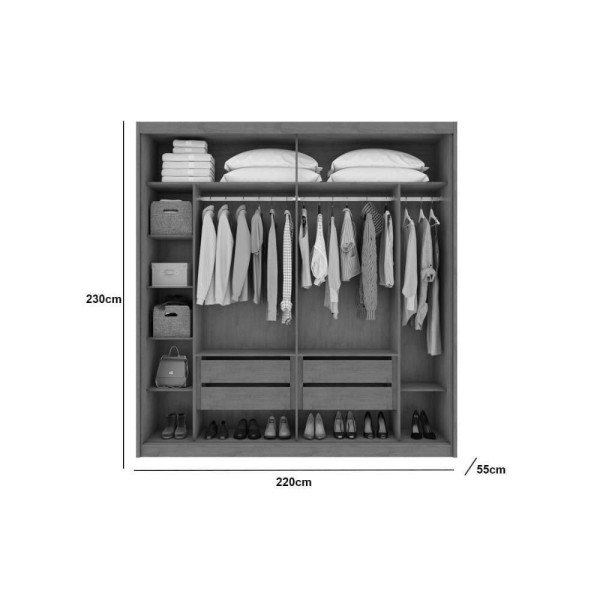 Encontraproduto.com.br - Guarda Roupas 2 Portas De Correr Velaris C- De Correr E 4 Gavetas Branco-Lopas