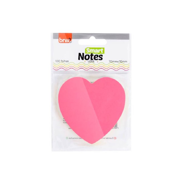 Encontraproduto.com.br - Bloco de Notas Smart Notes Coração 70x70 Neon 100fl - BRW Bl Smart Notes Coracao 70x70 Neon 100fl