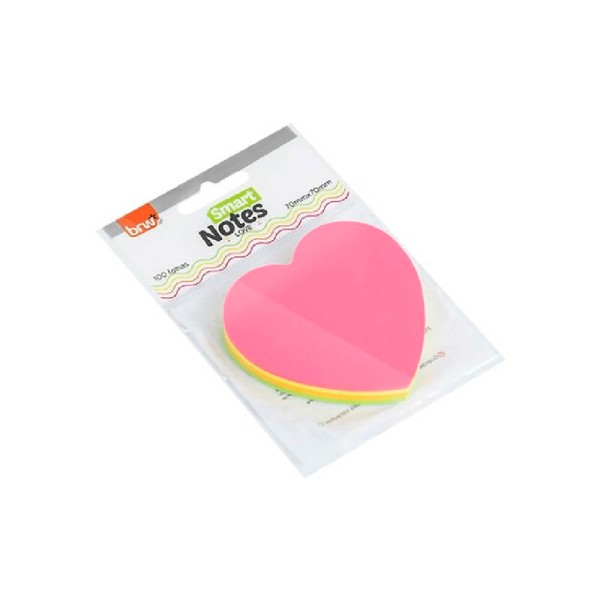 Encontraproduto.com.br - Bloco de Notas Smart Notes Coração 70x70 Neon 100fl - BRW Bl Smart Notes Coracao 70x70 Neon 100fl