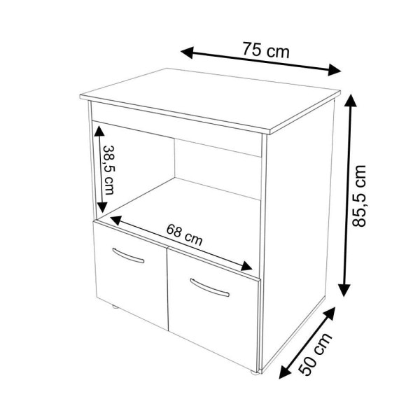Encontraproduto.com.br - Armário Balcão Multiuso Para Cozinha Micro-Ondas E Forno Ângela Moblis Móveis Savana E Off-White