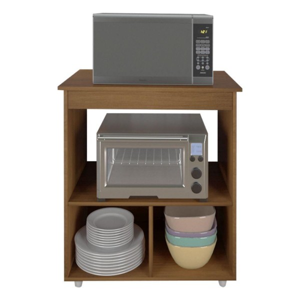 Encontraproduto.com.br - Armário Balcão Multiuso Para Cozinha Micro-Ondas E Forno Ângela Moblis Móveis Savana E Off-White