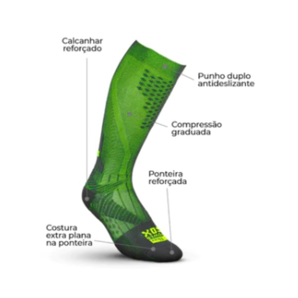 Encontraproduto.com.br - Meia De Compressão Cano Alto Fiber Graduada Unissex - Preta/Cinza