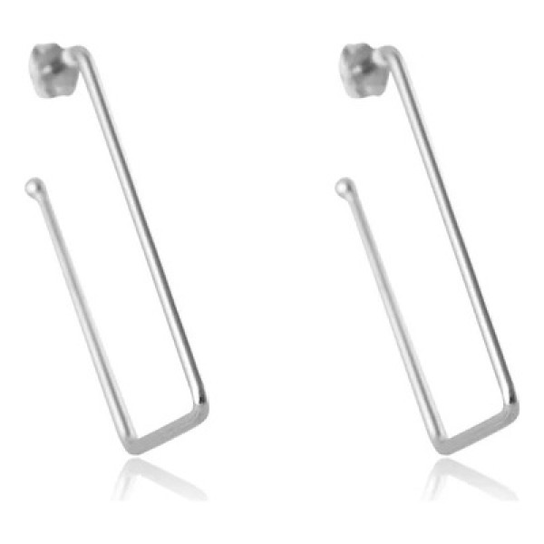 Encontraproduto.com.br - Brinco Argola Grande Retangular Folheado Em Ródio Branco [f027]