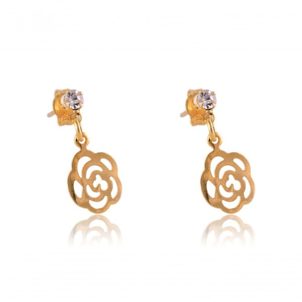 Encontraproduto.com.br - Brinco Pequeno Folheado A Ouro 18k Com Zircônia. Cor Dourado