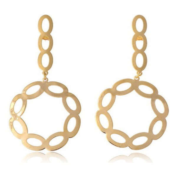 Brinco Com Fio E Círculo Com Arcos Folheado Em Ouro 18k [f027]