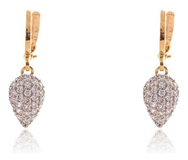 Encontraproduto.com.br - Brinco Argolinha Com Pingente Cravejado De Zircônias Folheado Em Ouro 18k