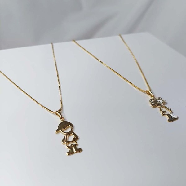 Encontraproduto.com.br - Colar Com Pingente De Menino Folheado Em Ouro 18K