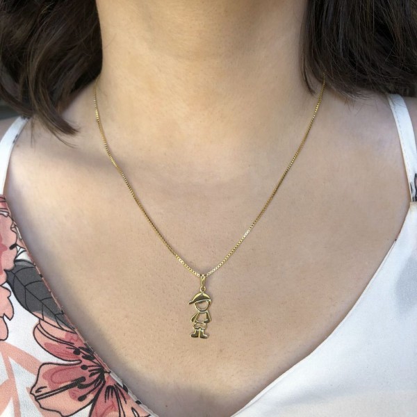 Encontraproduto.com.br - Colar Com Pingente De Menino Folheado Em Ouro 18K