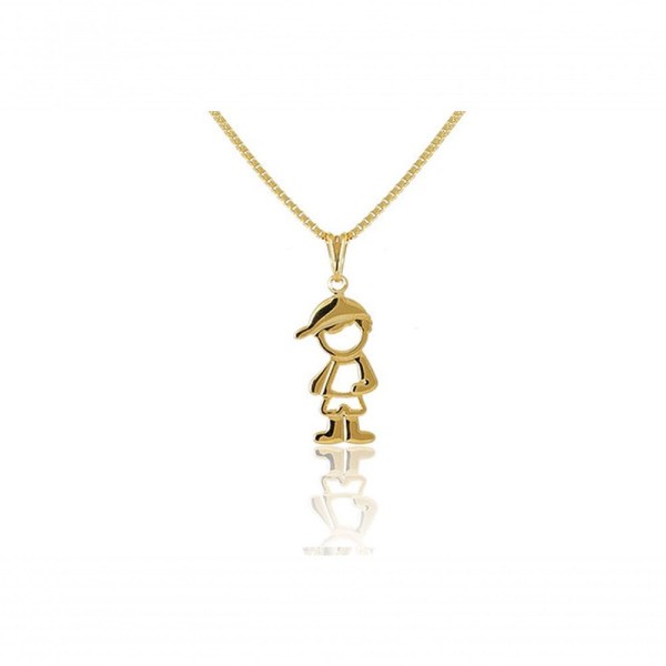 Encontraproduto.com.br - Colar Com Pingente De Menino Folheado Em Ouro 18K