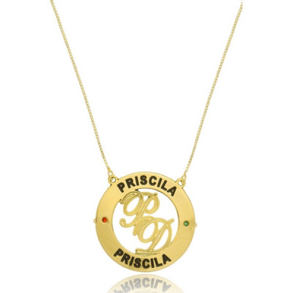 Encontraproduto.com.br - Colar Personalizado Mandala Circunferencial Com Nomes E Iniciais No Meio [f027]