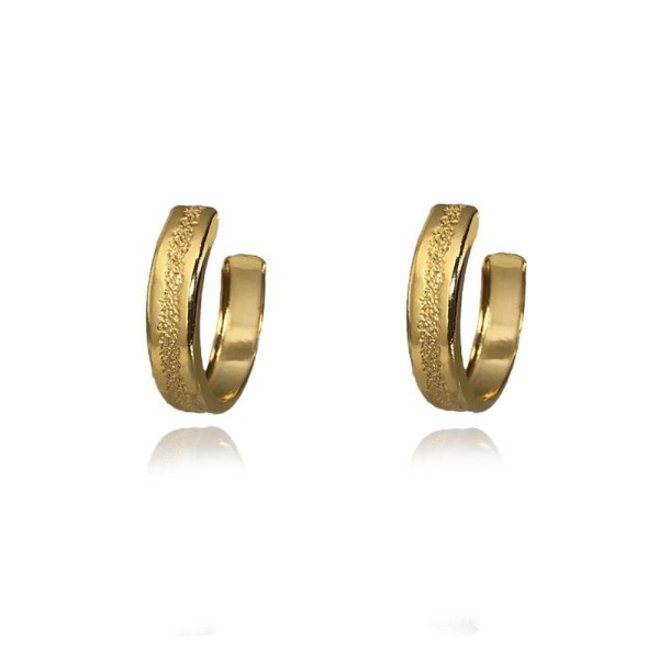 Brinco Argola Trabalhada Folheado Em Ouro18k [f027]