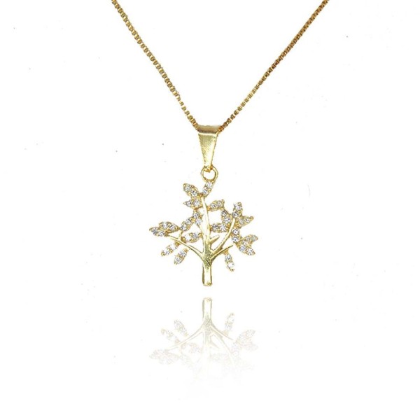 Encontraproduto.com.br - Colar Pingente árvore Da Vida Com Zircônias Brancas Folheado A Ouro 18k