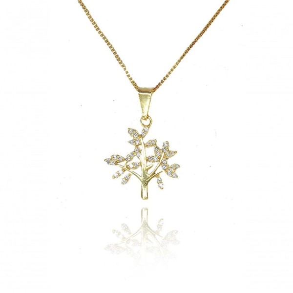 Encontraproduto.com.br - Colar Pingente árvore Da Vida Com Zircônias Brancas Folheado A Ouro 18k