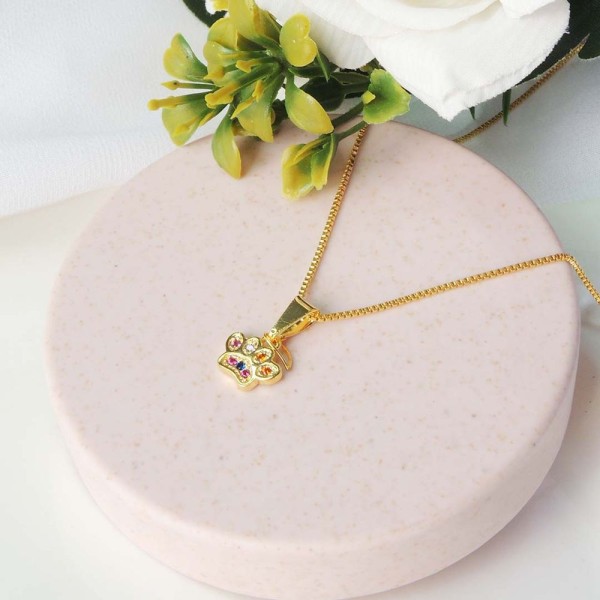 Encontraproduto.com.br - Colar Pingente Patinha De Cachorro Colorida Folheado A Ouro 18k [f027]