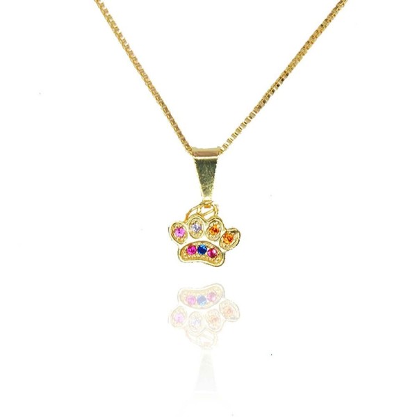Encontraproduto.com.br - Colar Pingente Patinha De Cachorro Colorida Folheado A Ouro 18k [f027]