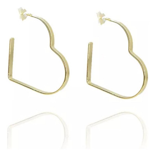 Encontraproduto.com.br - Brinco Argola Em Forma De Coração Lateral Larga Folheado A Ouro 18k [f027]