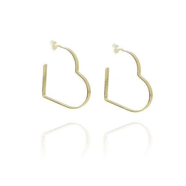 Encontraproduto.com.br - Brinco Argola Em Forma De Coração Lateral Larga Folheado A Ouro 18k [f027]
