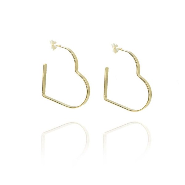 Encontraproduto.com.br - Brinco Argola Em Forma De Coração Lateral Larga Folheado A Ouro 18k [f027]