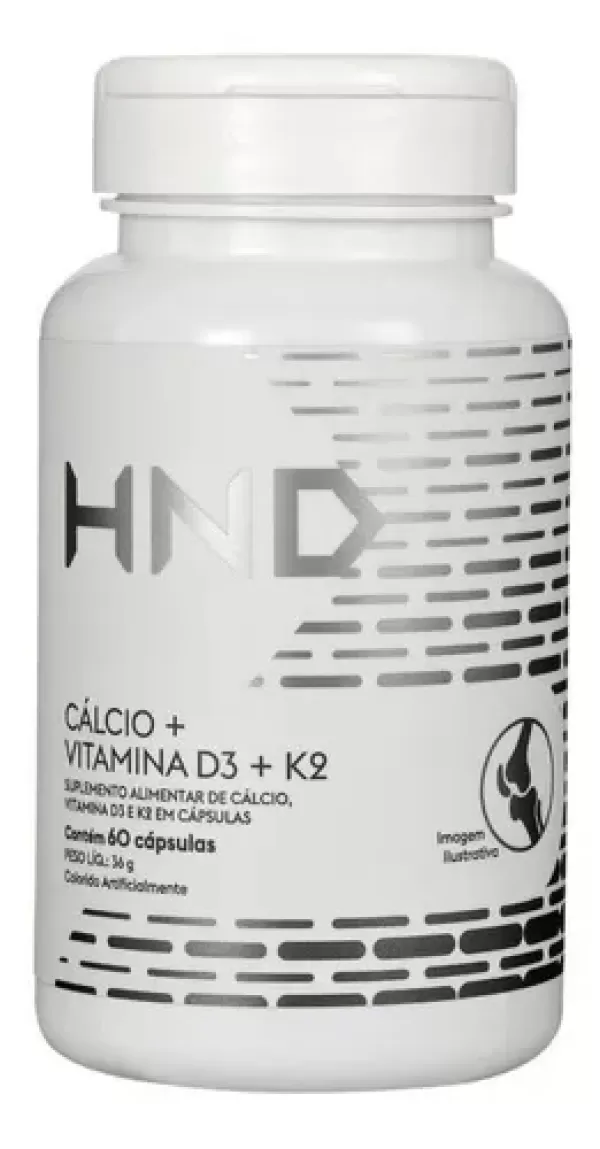 Cálcio + Vitamina D3 + K2 em 60 Cápsulas HND