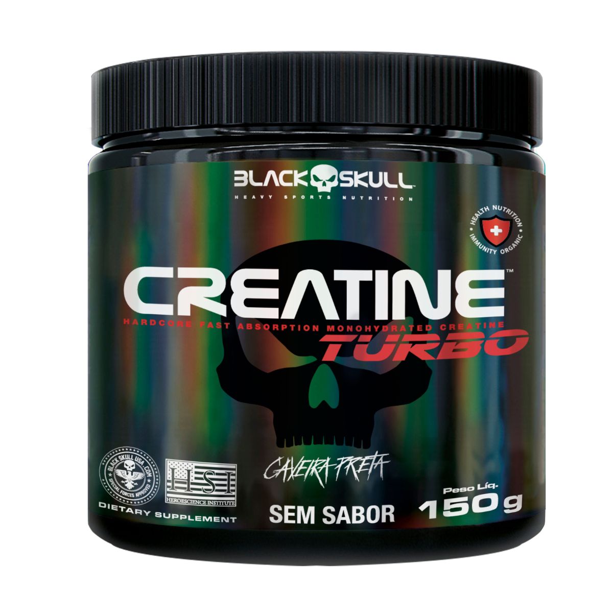 Encontraproduto.com.br - Creatine Turbo Monohidratada - 150g Sem Sabor - Black Skull