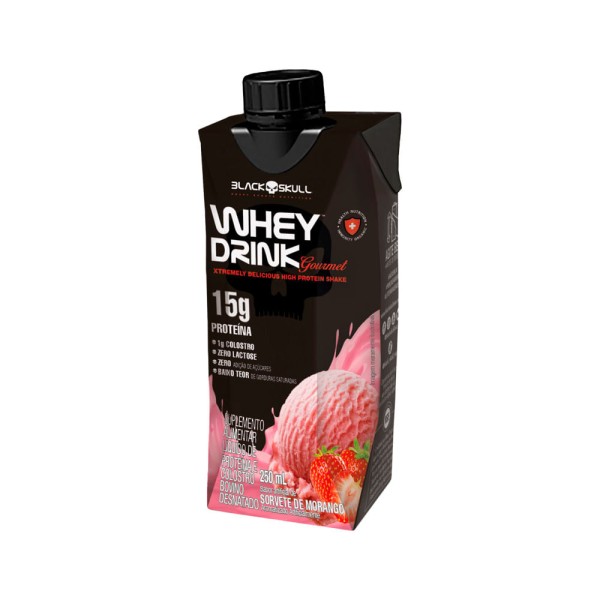 Encontraproduto.com.br - Whey Drink Gourmet Black Skull 15g 250ml Morango