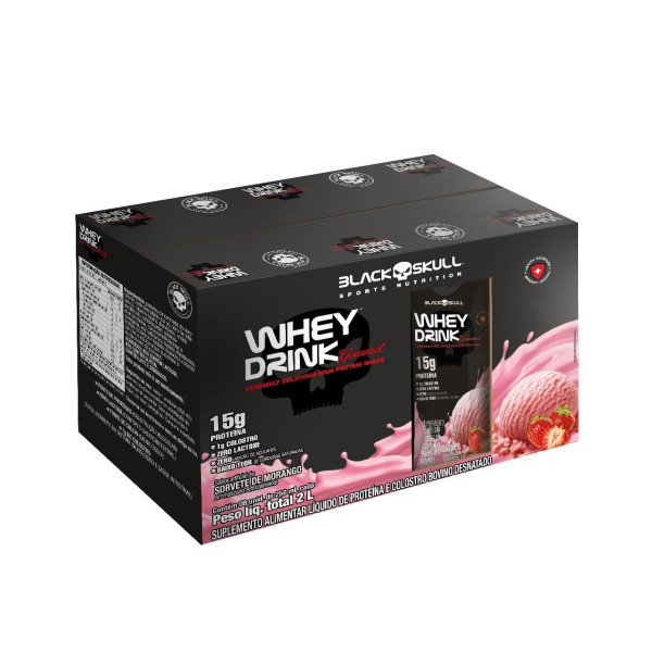 Whey Drink Gourmet Morango Pronto Para Beber 8x250ml