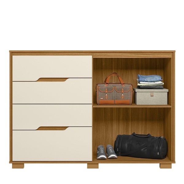 Encontraproduto.com.br - Cômoda Sapateira 2 Portas E 4 Gavetas Munique M01 Freijó Off White Clique Chique