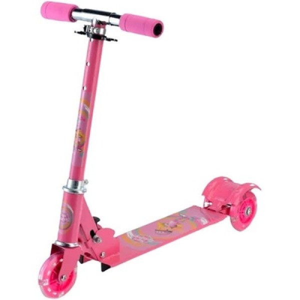 Encontraproduto.com.br - Patinete Scooter Infantil Rosa 3 Rodas com Led