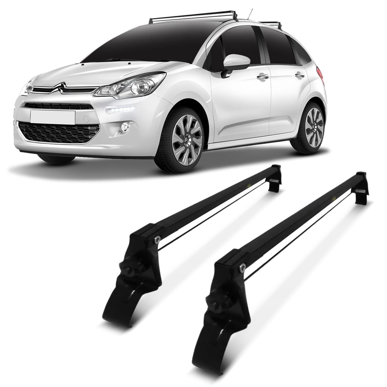 Encontraproduto.com.br - Rack de Teto Travessa Citroen C3 2013 a 2021 4 Portas Com Fixação na Porta