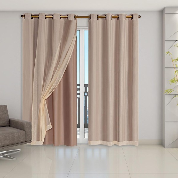 Encontraproduto.com.br - Cortina Blackout Pvc Com Tecido Voil 2,80 M X 2,80 M Avelã
