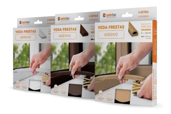 Encontraproduto.com.br - Veda Frestas Auto Adesivo Para Porta Janelas 4mm Comfort Door 6 Metros