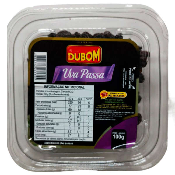 Encontraproduto.com.br - Uva Passas Dubom Pct 100g