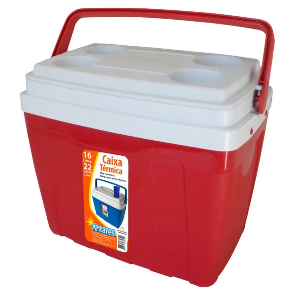 Encontraproduto.com.br - Caixa Térmica 16 Litros com Porta Copos e Alça Antares