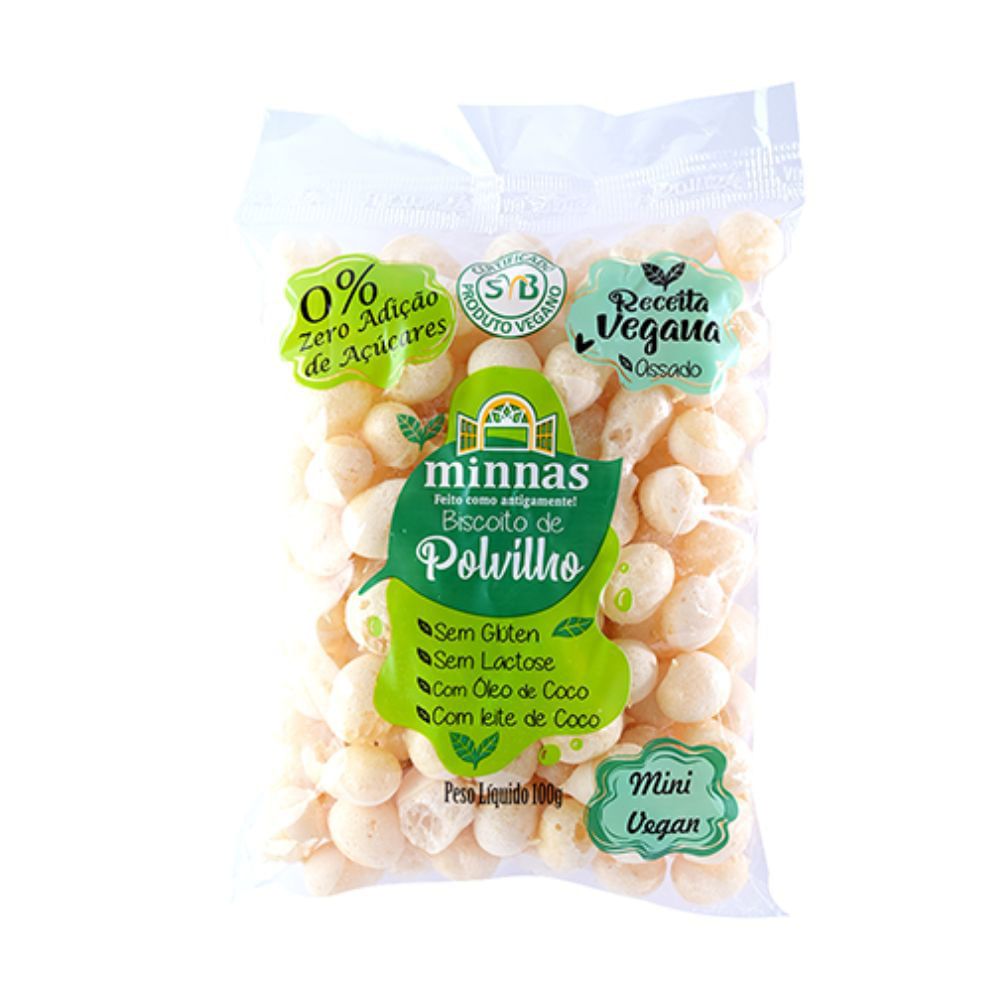 Biscoito Polvilho Mini Bolinha Vegano Minnas 100g