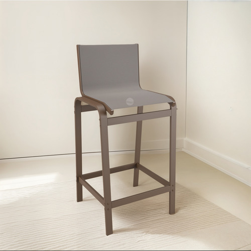 Encontraproduto.com.br - Banqueta Alta Bancada Alumínio Marrom Tela Fendi