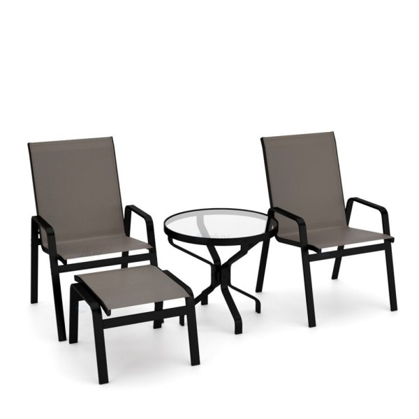 Encontraproduto.com.br - Conjunto De 2 Cadeiras Juquey Alumínio Preto Tela Fendi