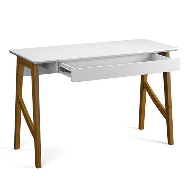 Encontraproduto.com.br - Escrivaninha Taurus Quarto Escritório 1 Gaveta Branco Branco