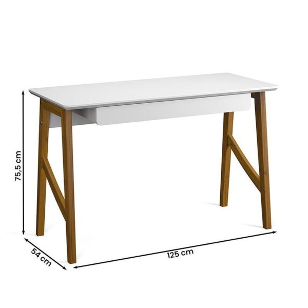 Encontraproduto.com.br - Escrivaninha Taurus Quarto Escritório 1 Gaveta Branco Branco