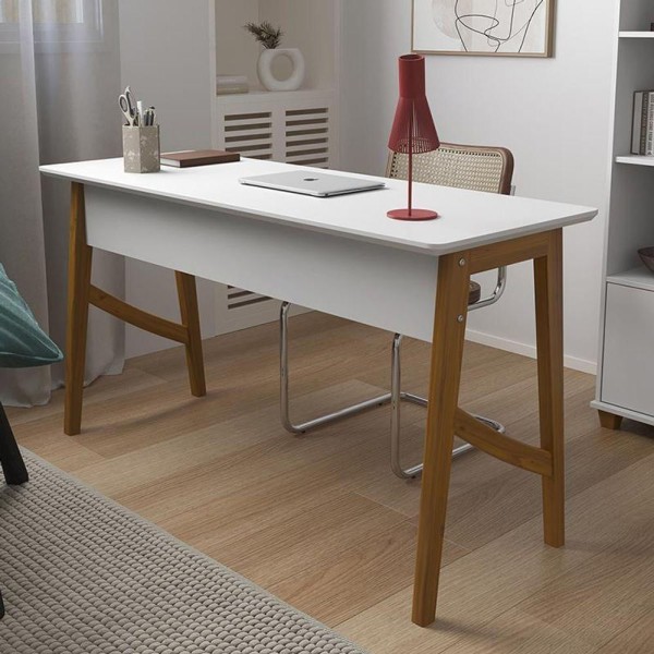 Encontraproduto.com.br - Escrivaninha Taurus Quarto Escritório 1 Gaveta Branco Branco